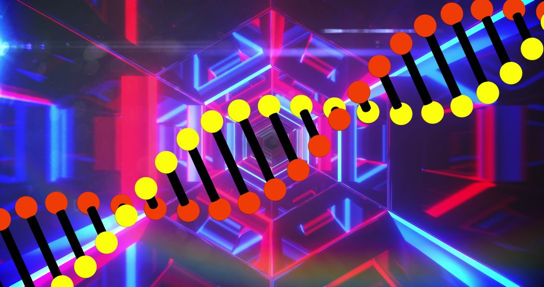 Futuristic DNA Strand in Digital Tunnel Concept Art