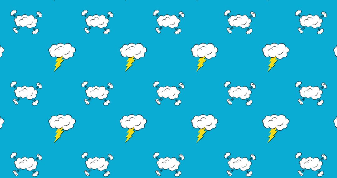 Animated Clouds and Lightning on Blue Background