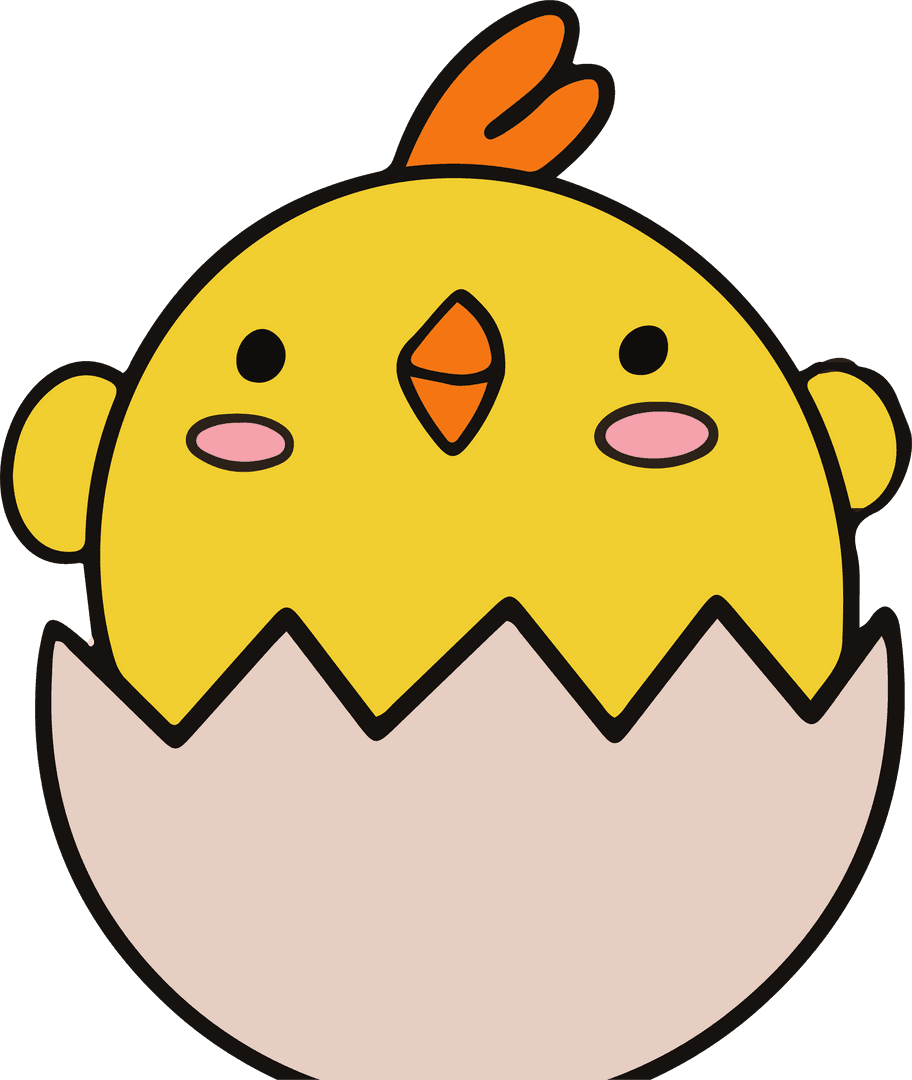 Adorable Chick Hatching from Eggshell on Transparent Background