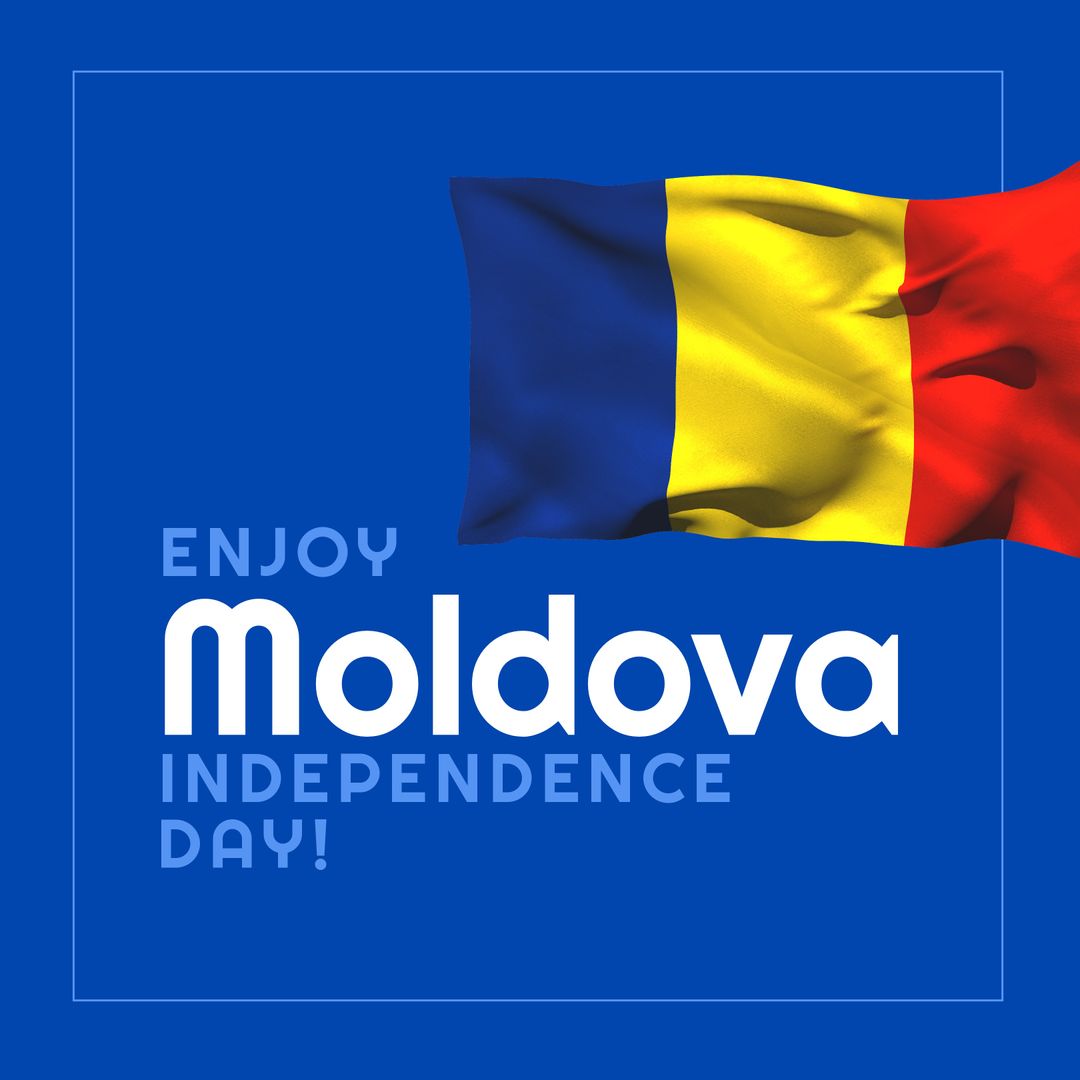 Moldova Independence Day Celebration with Flag and Bold Text
