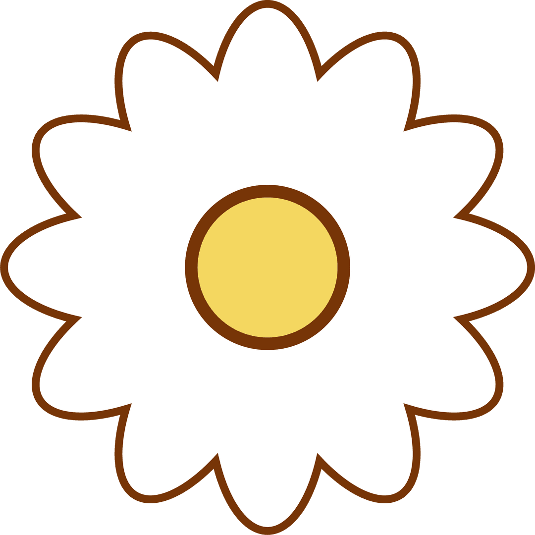 Flat Daisy Illustration on Transparent Background with Yellow Center