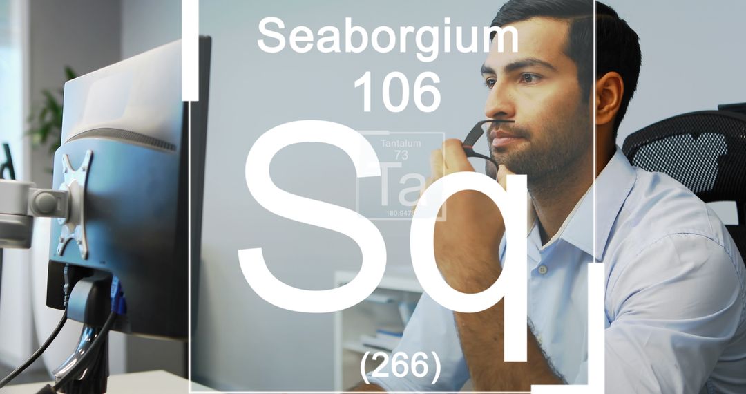 Businessman Analyzing Data with Science Technology Overlay