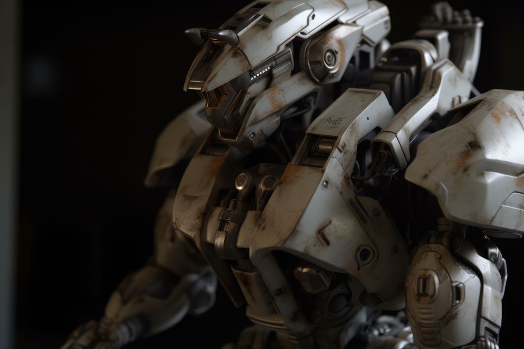 Close up of white mecha giant robot, created using generative ai technology - Free Images, Stock Photos and Pictures on Pikwizard.com
