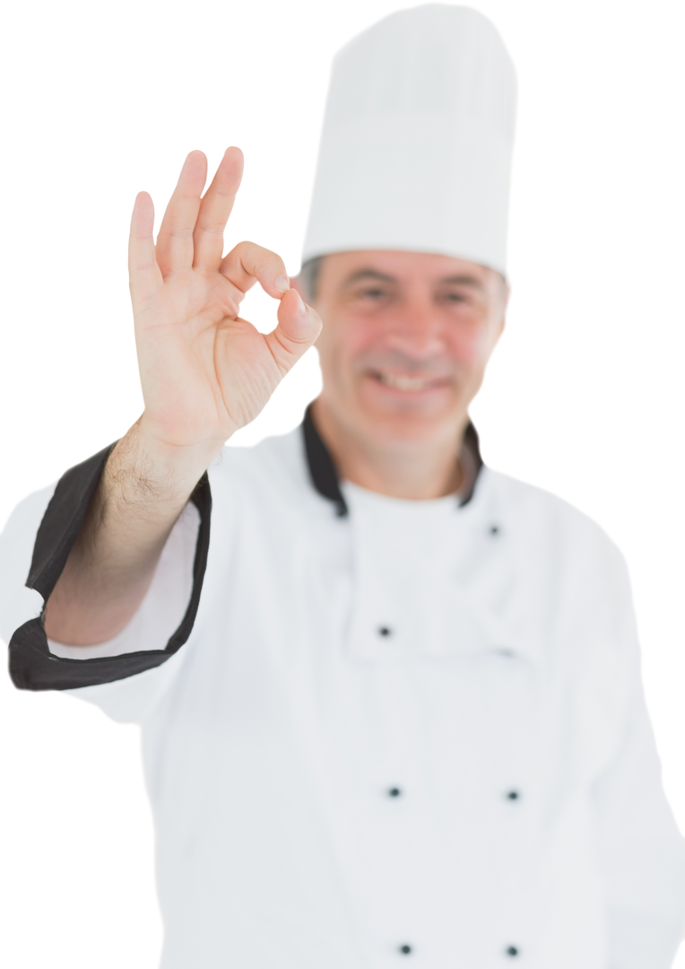 Transparent smiling chef gesturing ok sign enthusiastic professional cook approving - Download Free Stock Images Pikwizard.com