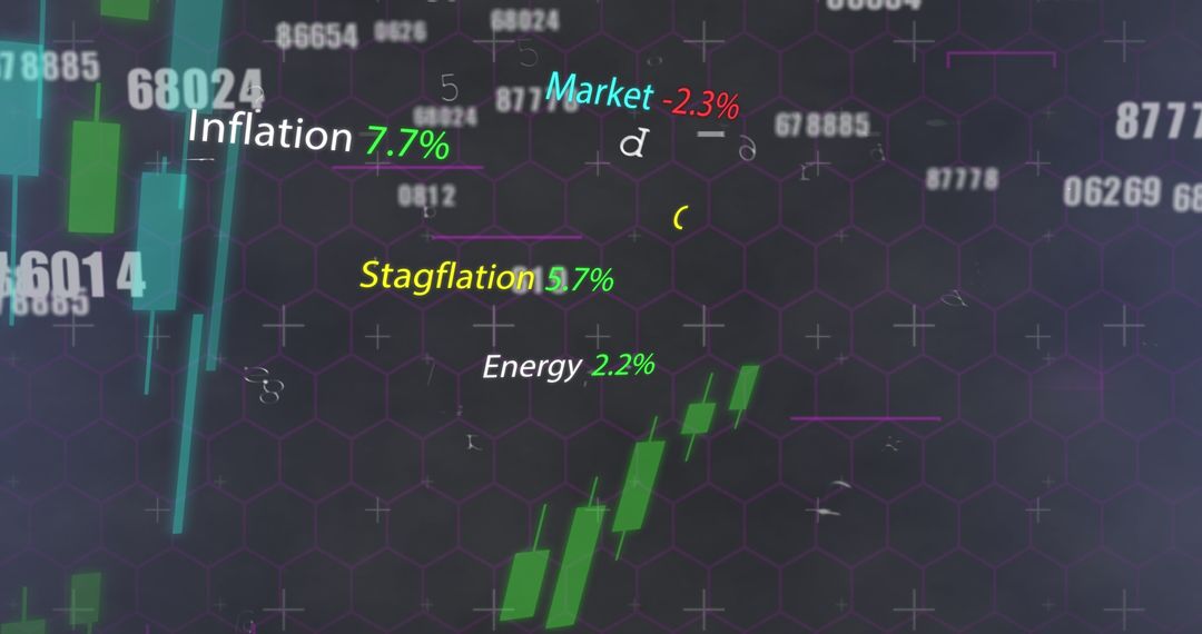 Digital Financial Metrics Displayed on Tech Grid Background