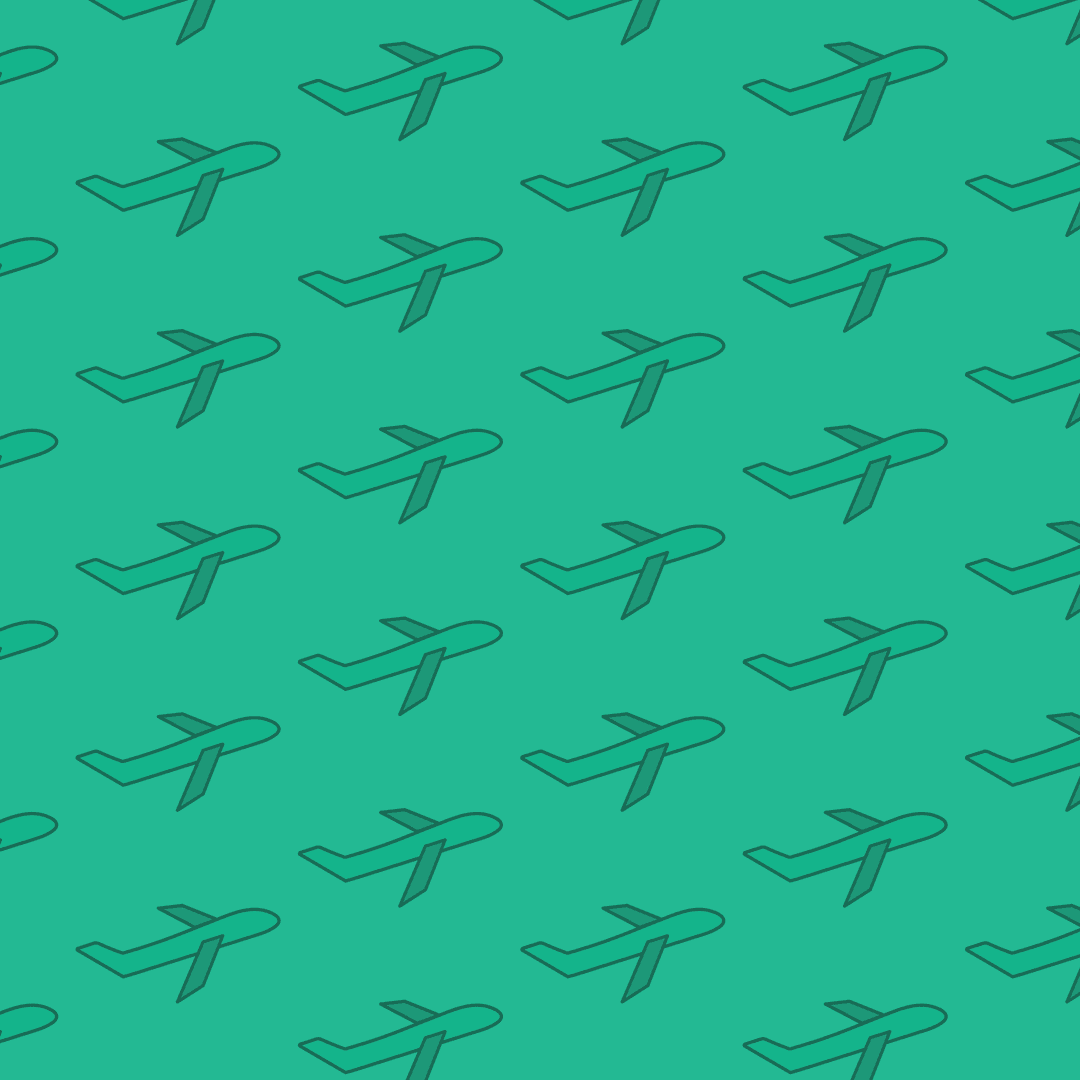Green Airplane Pattern on Transparent Background