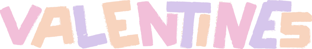 Pastel Block Letter Valentine's Typography on Transparent Background