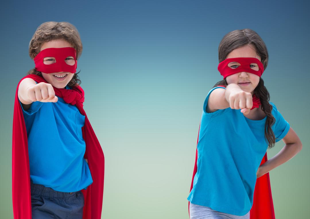 Superhero kids in red capes and eye masks - Free Images, Stock Photos and Pictures on Pikwizard.com