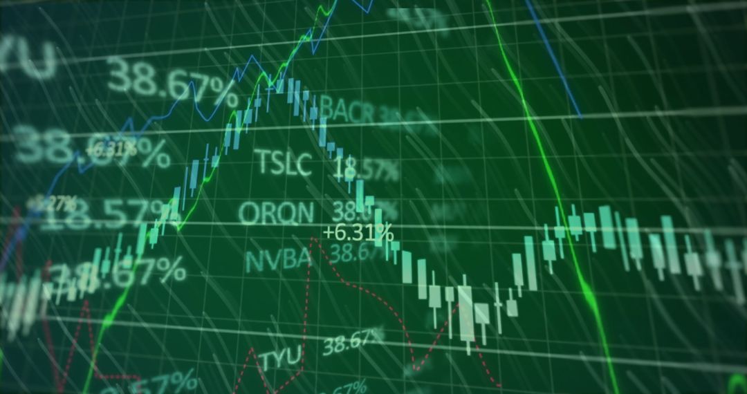 Dynamic Financial Data Analysis Charts with Green Digital Grid