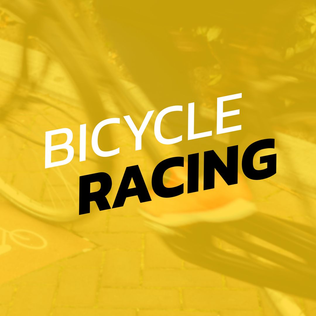 Dynamic Bicycle Racing Text Overlay on Yellow Tinted Cyclist Image - Download Free Stock Templates Pikwizard.com