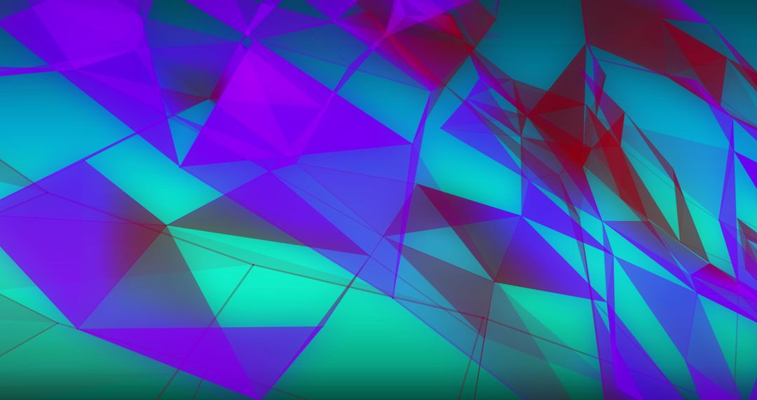 Abstract Geometry with Vibrant Blue and Red Shapes on Green