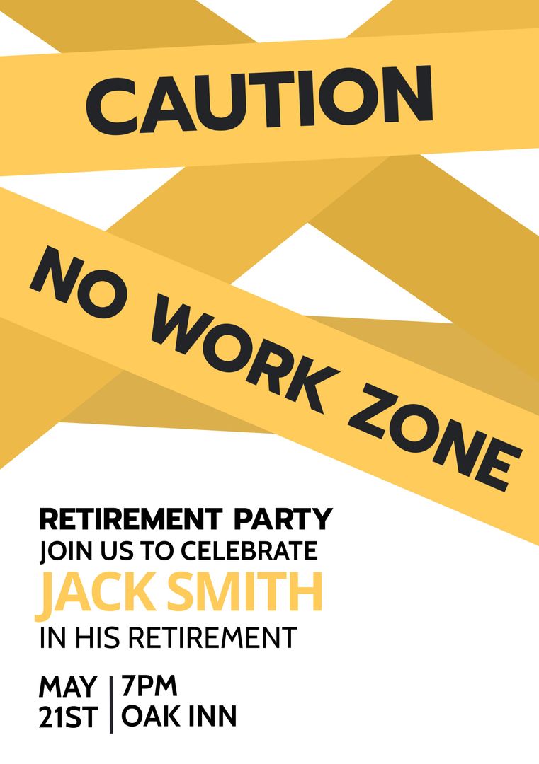 Bold Caution Tape Retirement Party Invitation Design - Download Free Stock Templates Pikwizard.com