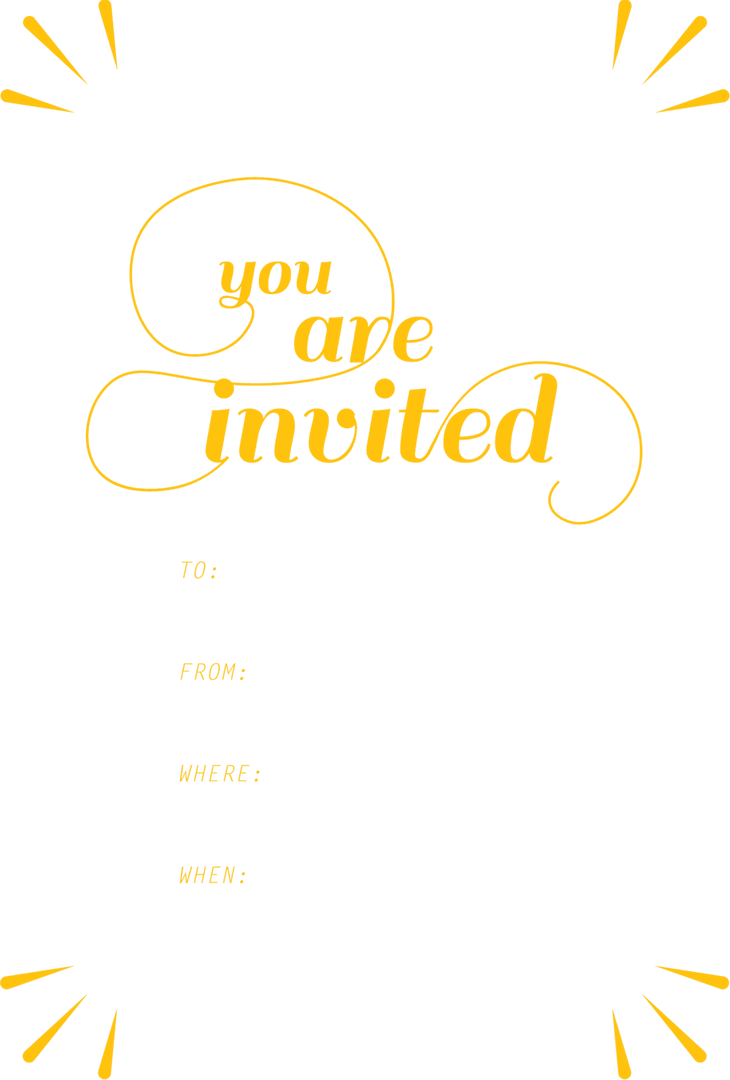 Elegant Yellow Invitation Template on Transparent Background