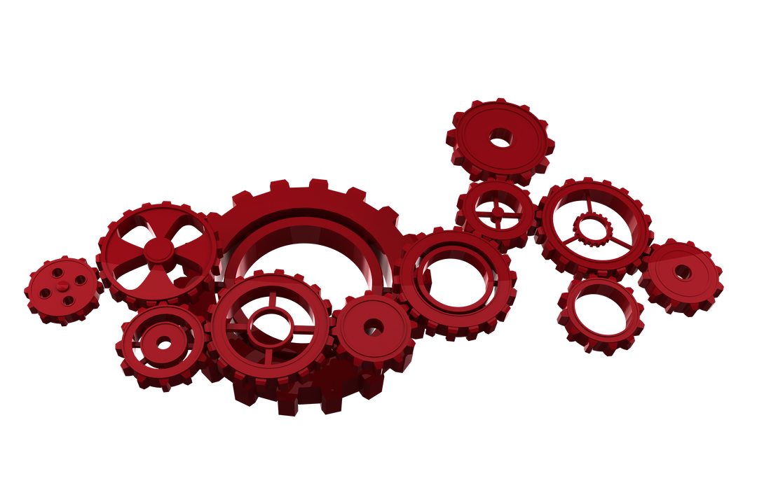 Red Cogwheels on Transparent Background Illustrating Workflow - Download Free Stock Images Pikwizard.com