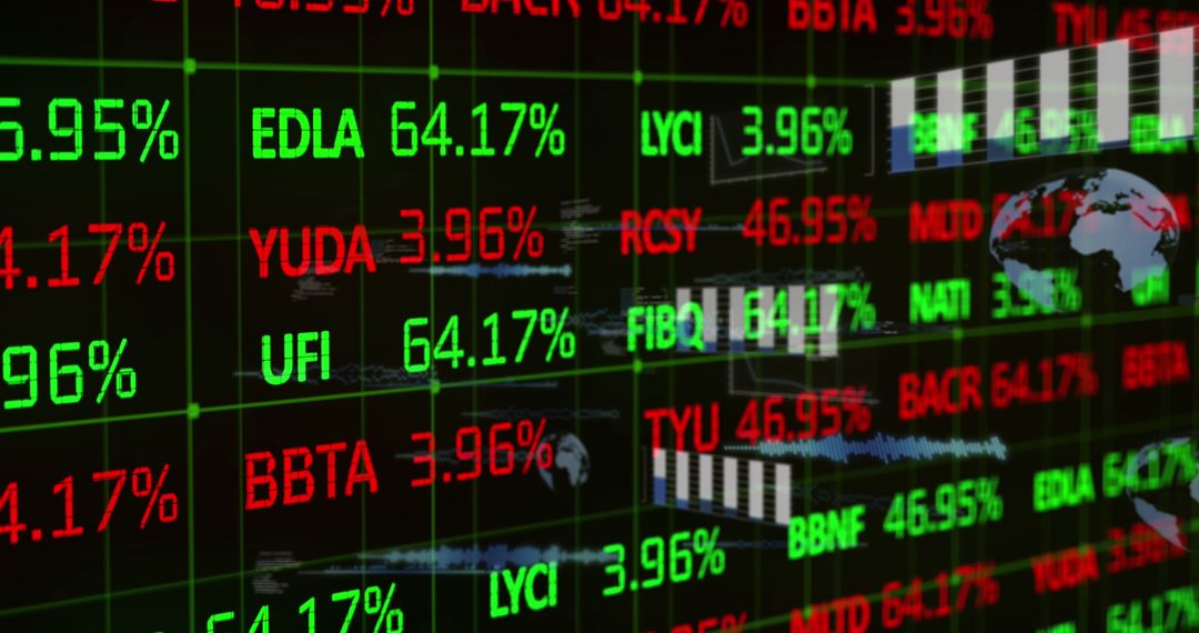 Stock Market Interface with Ticker Symbols and Trading Data