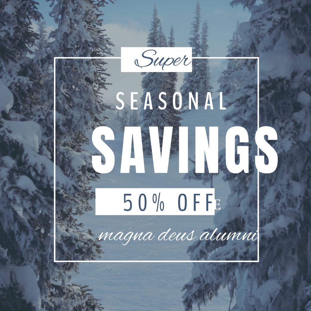 Winter Sale Promotion with Snowy Forest Backdrop