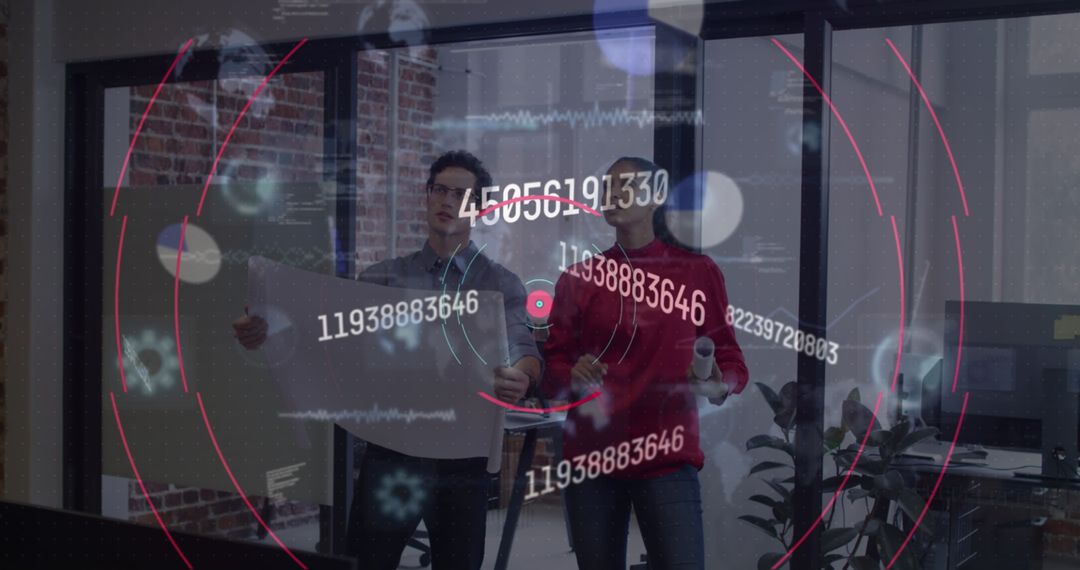 Innovative Colleagues Analyzing Data in Modern Office Environment