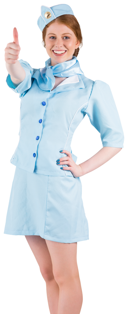 Transparent smiling air hostess giving thumbs up - Download Free Stock Images Pikwizard.com