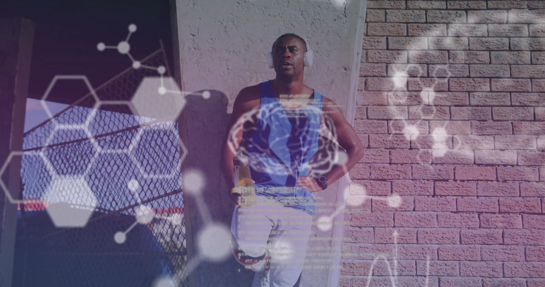 Digital Fitness Concept with Man Using Technology Outdoors