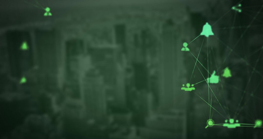 Global Networking Icons Over Modern Cityscape