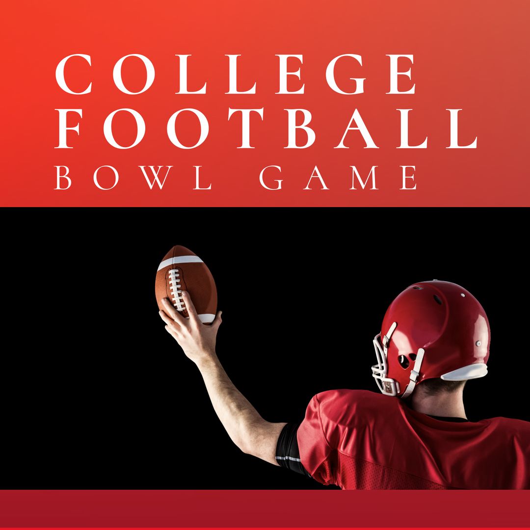 College Football Bowl Game Promotion with Player Holding Ball - Download Free Stock Templates Pikwizard.com