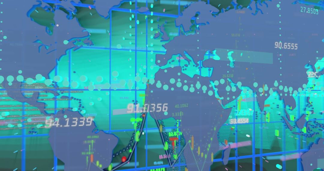 Global Financial Data Visualization with Transparent World Map