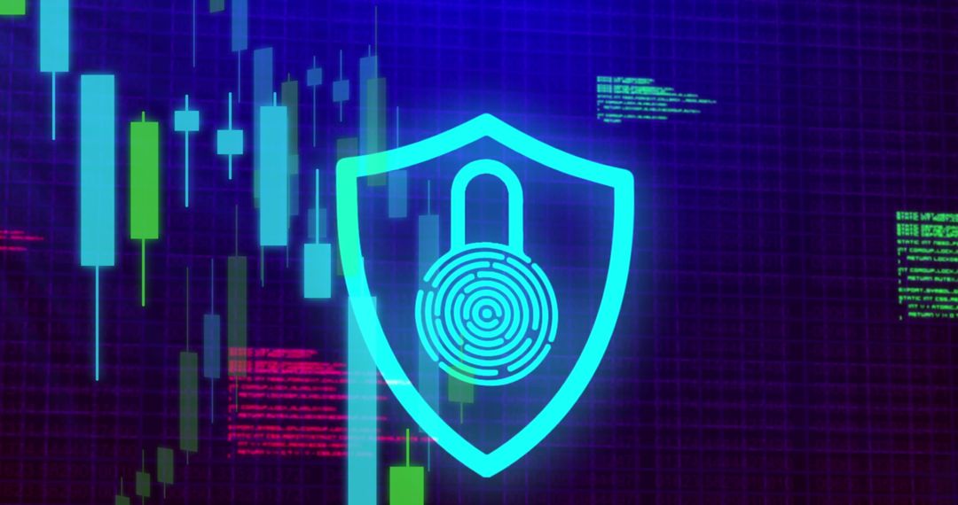 Cybersecurity Lock Icon Against Data Analytics Background