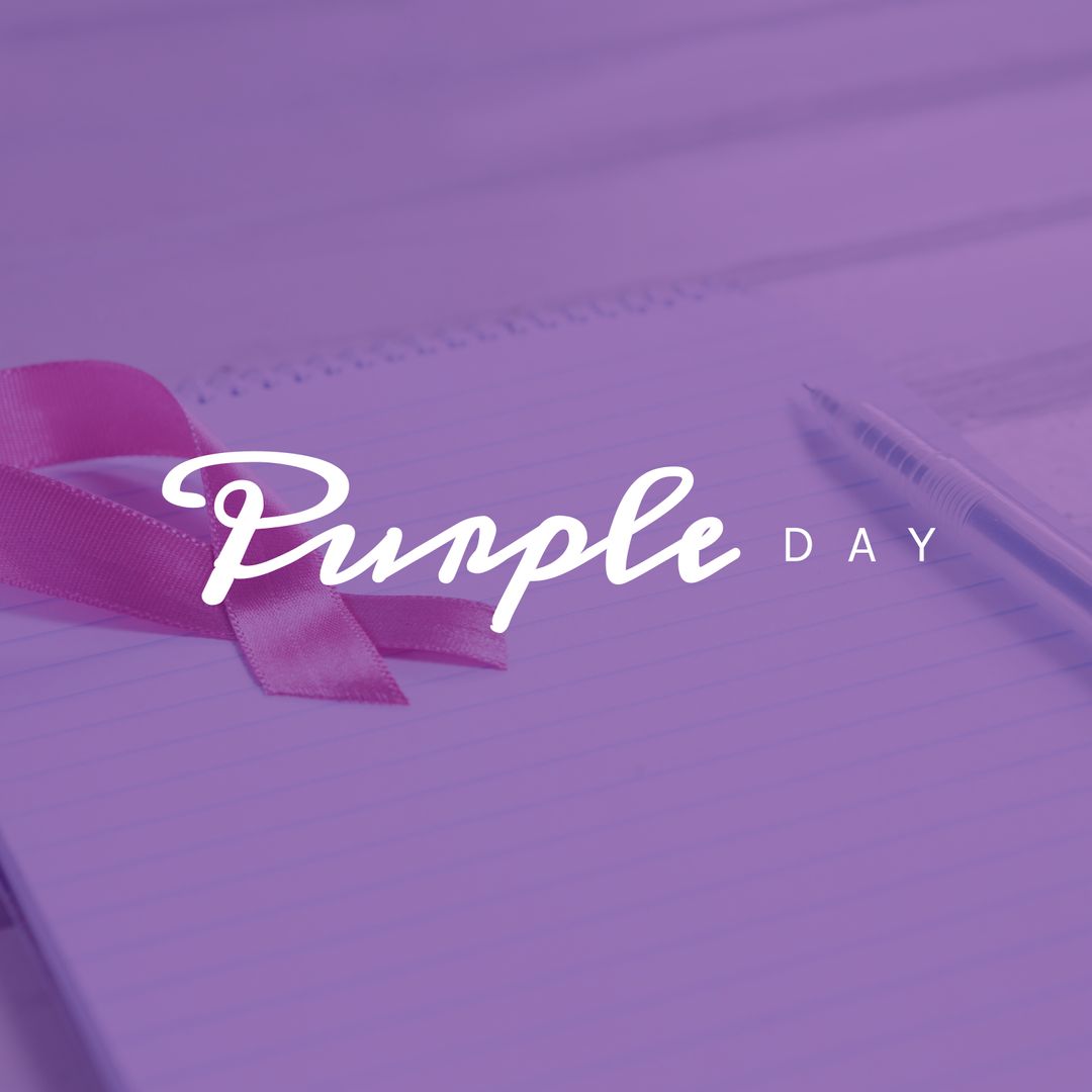 Purple Day Awareness with Ribbon and Notebook Background