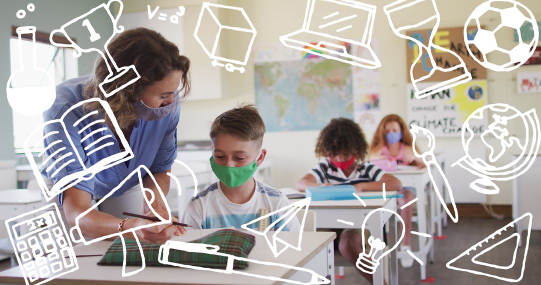 Teacher and Student Interaction in Classroom with Educational Graphics