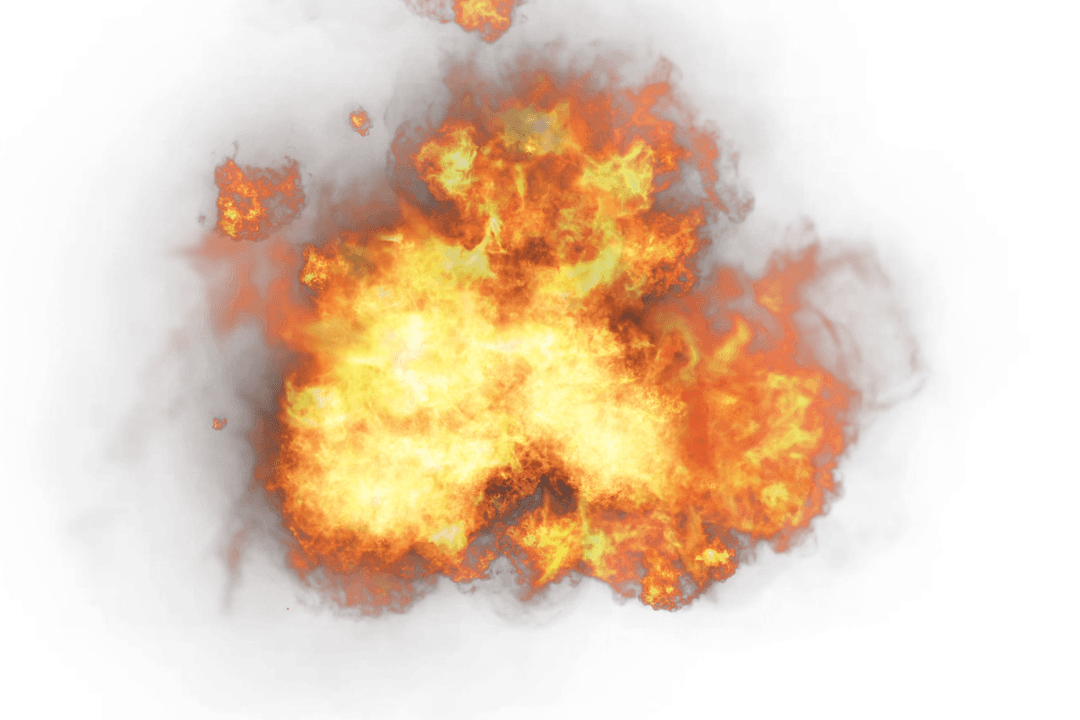 Dramatic Transparent Explosion Flame Burst Isolated
