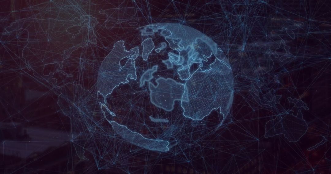 Global Network Connections Over Earth with Digital Interface