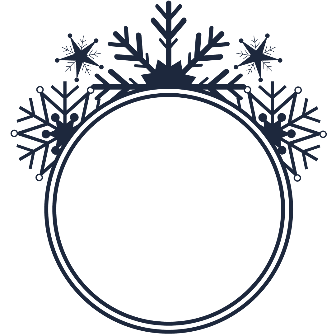 Transparent Circular Christmas Frame with Snowflake Ornaments