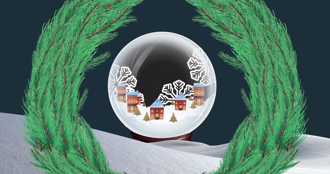 Festive Snow Globe with Christmas Village Setting