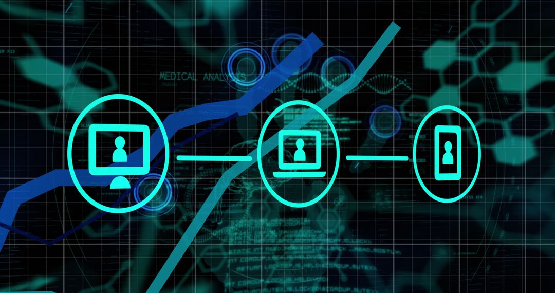 Digital Interface with DNA Strand and Technology Icons