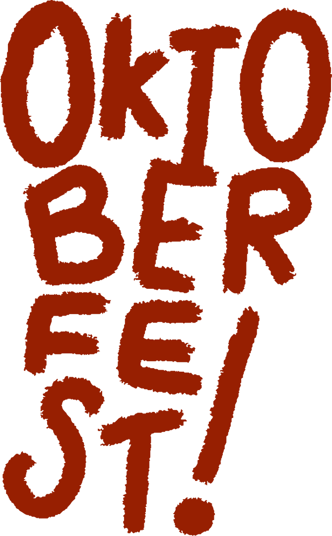 Stylized Oktoberfest Text on Transparent Brushstroke Design