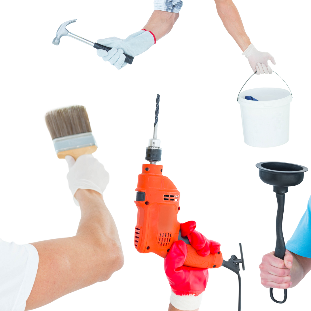 Hands Holding Various Tools on Transparent Background Illustration - Download Free Stock Images Pikwizard.com