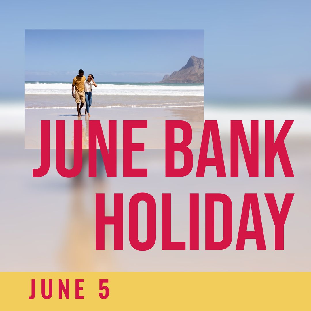 Biracial Couple Enjoying Stroll on Beach During June Bank Holiday