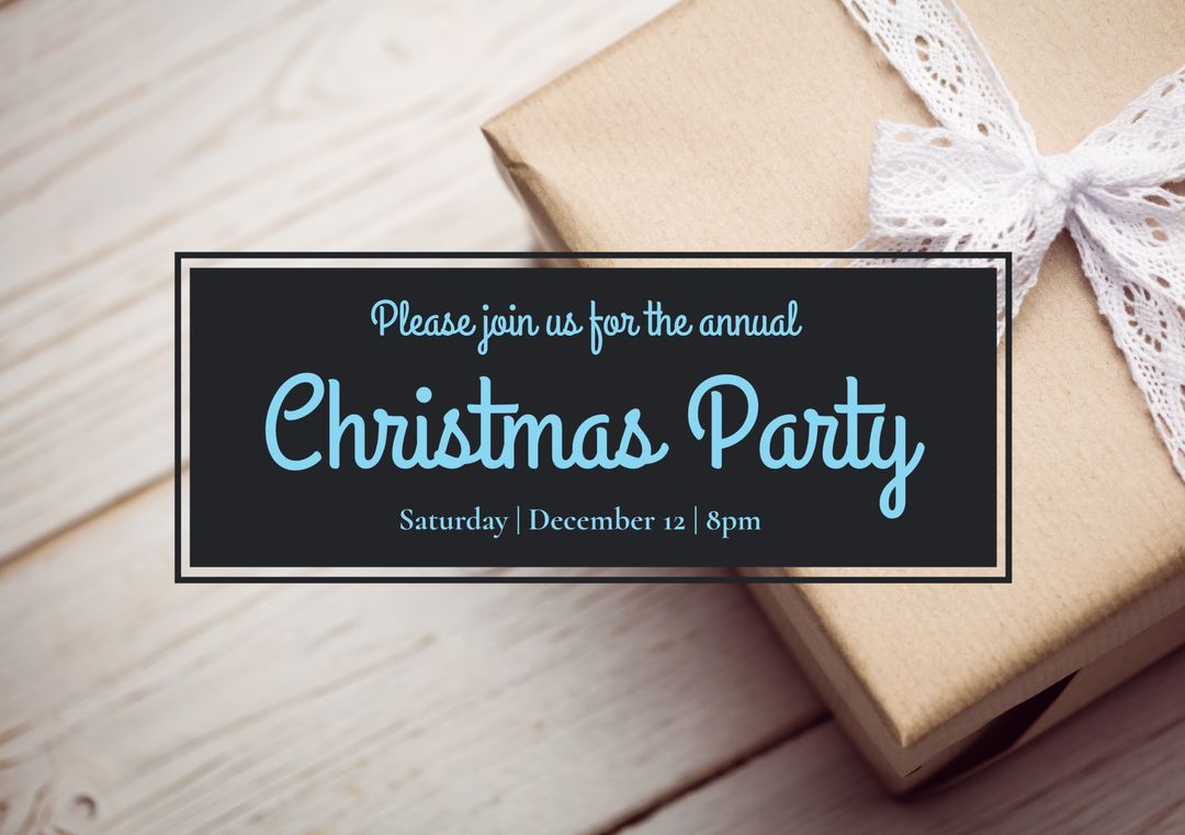 Elegant Christmas Party Invitation with Wrapped Gift and Lace Bow - Download Free Stock Templates Pikwizard.com