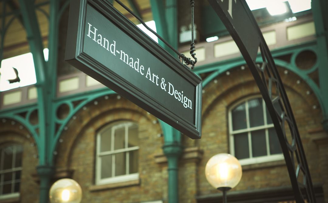 Handmade Art & Design Market Sign in Urban Setting