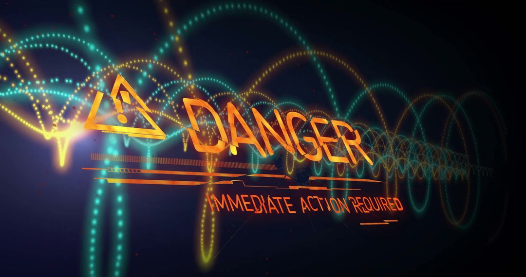 Immediate Danger Alert with Neon Waves Graphics