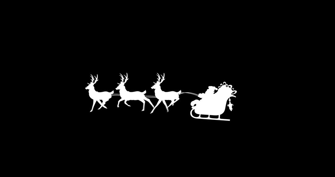 Silhouette of Santa Claus in Sleigh with Reindeer Against Black Background - Free Images, Stock Photos and Pictures on Pikwizard.com