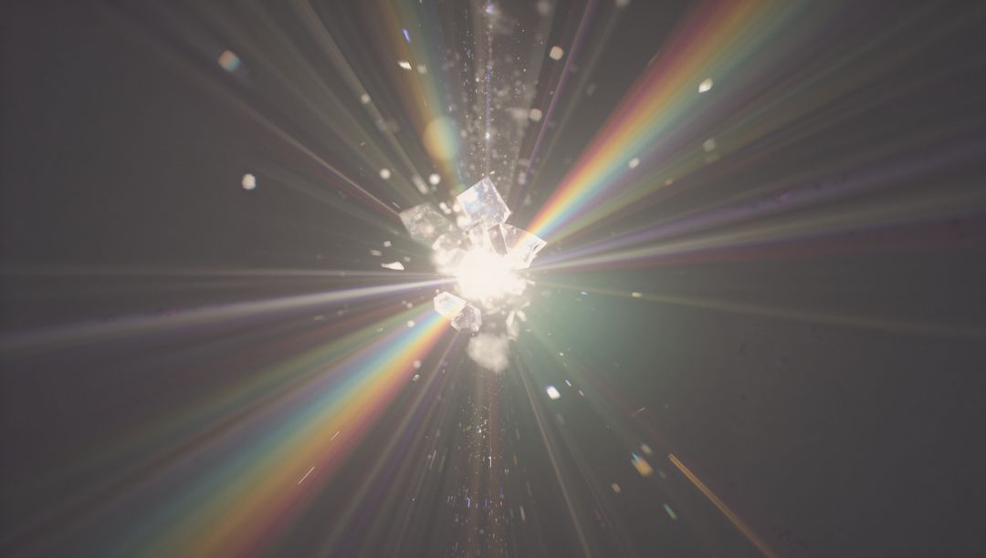 Glowing Prism Cluster Emitting Rainbow Light in Dark Space