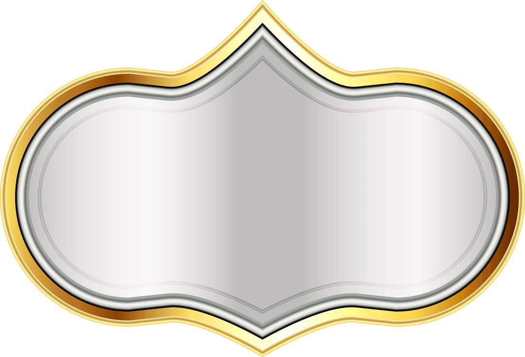 Elegant Silver Tag with Gold Frame on Transparent Background