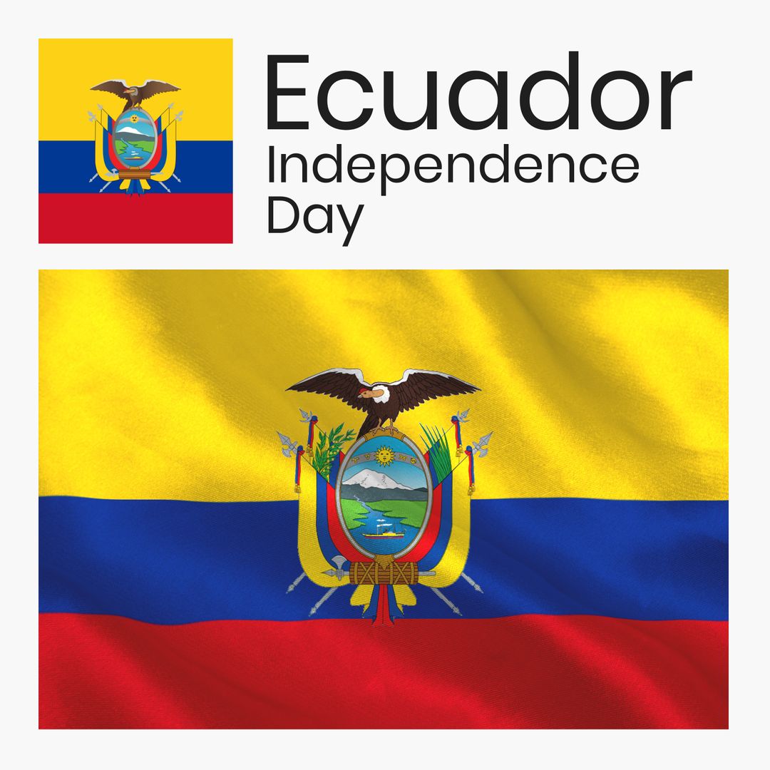 Ecuador Independence Day Celebration Emblem and Flag