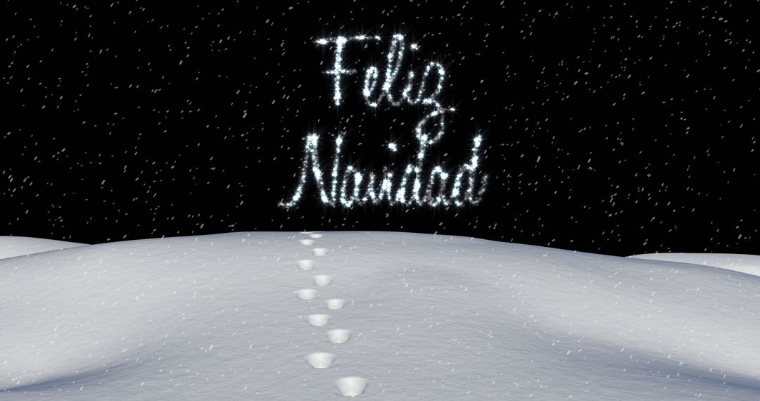 Feliz Navidad Sparkling Snowfall Over Wintry Landscape