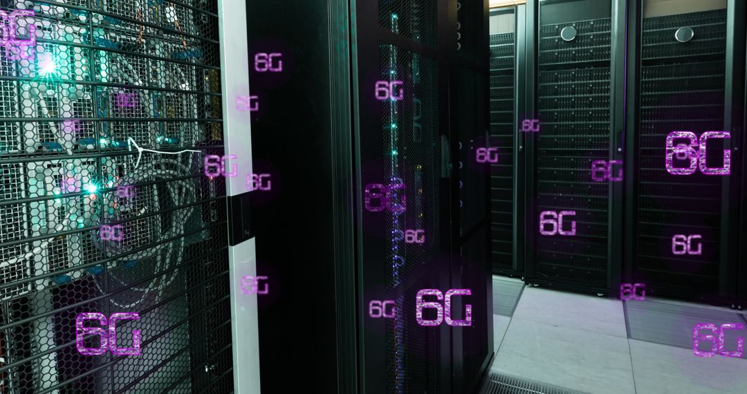 Futuristic Data Server with 6G Technology Holograms