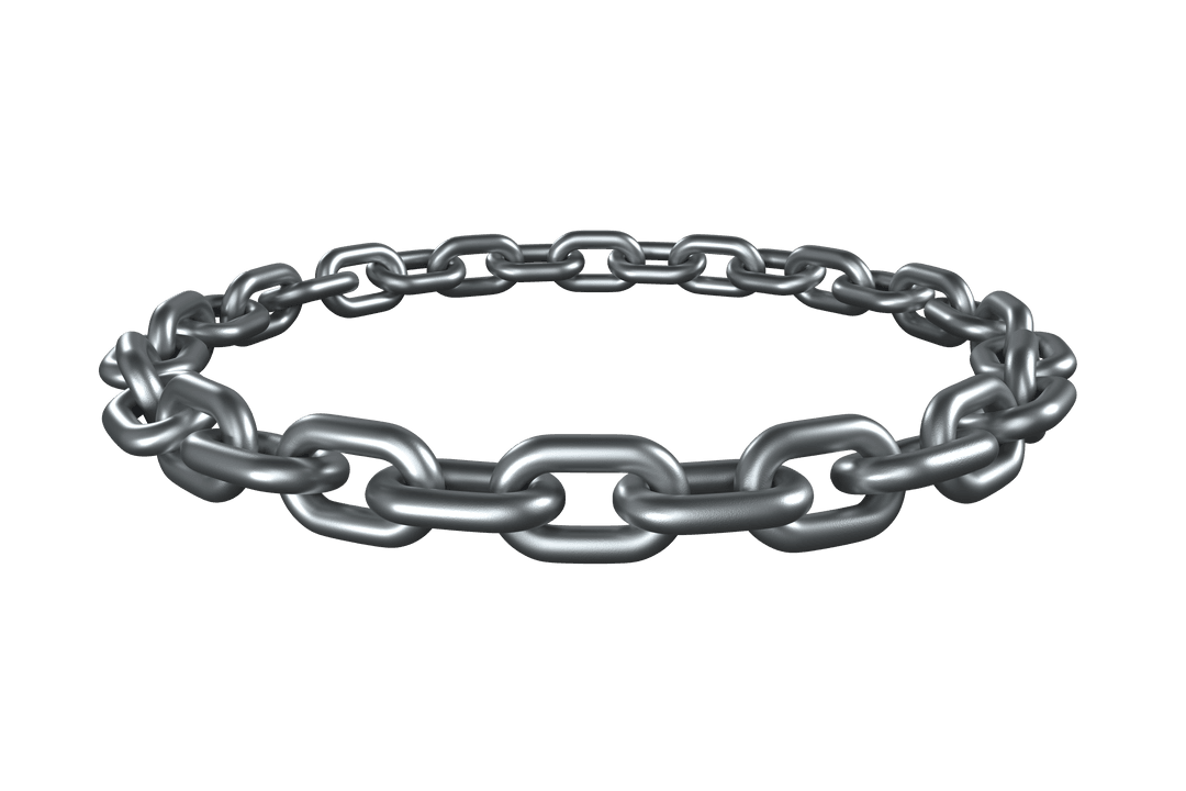 3D Circular Metal Chain on Transparent Background