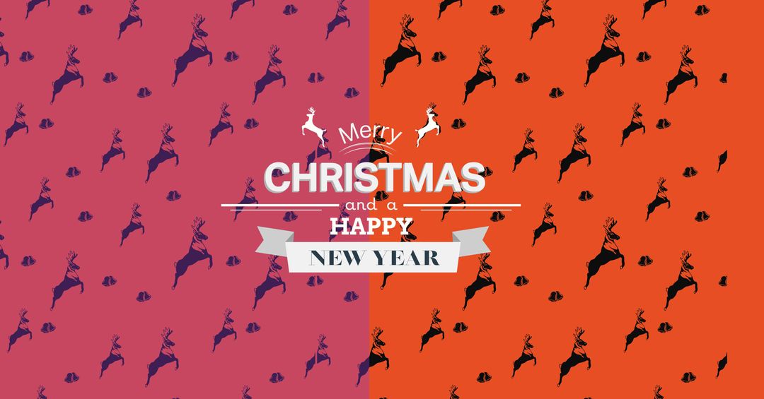 Festive Reindeer Christmas and New Year Greeting Card