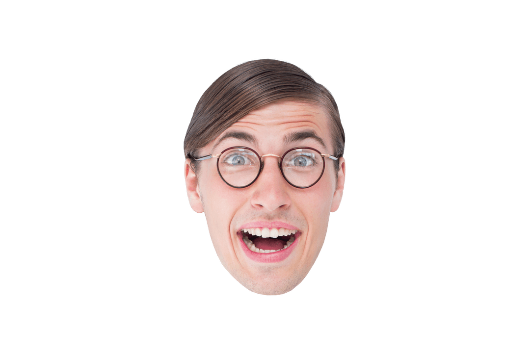 Excited Businessman Face Transparent Background Isolated