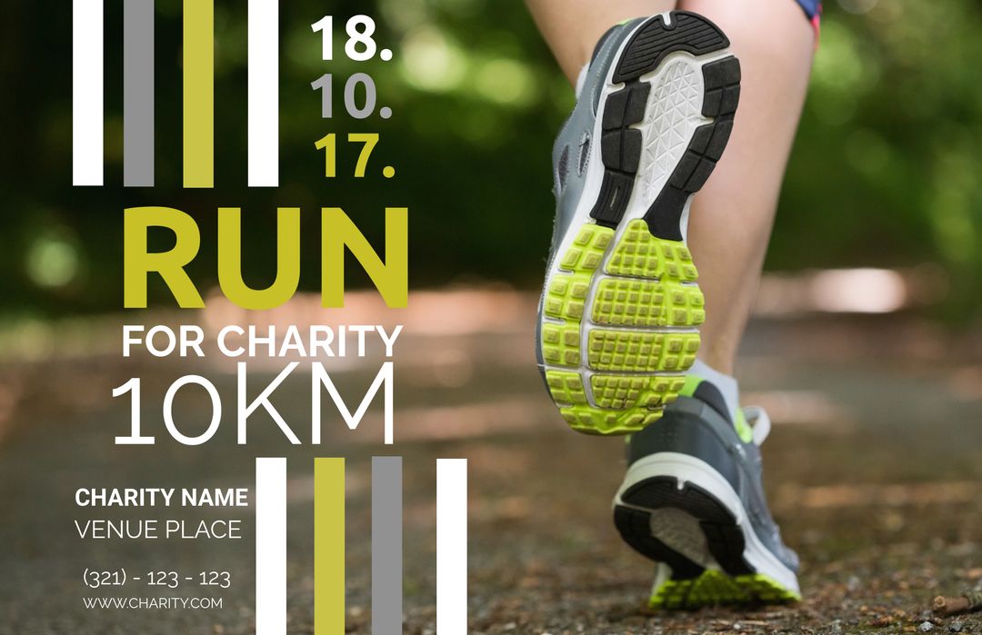 Charity Run Event Promotion with Running Shoes in Motion